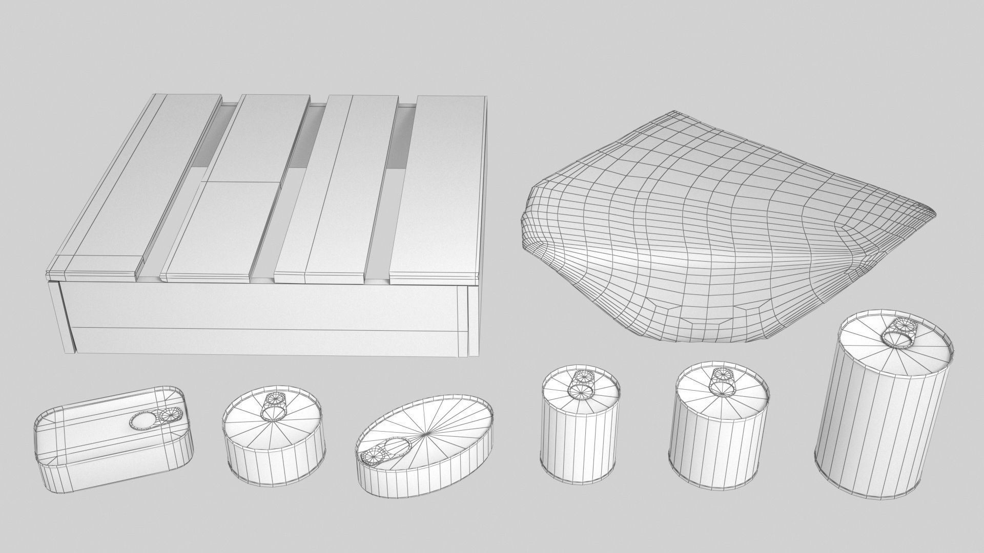 Low poly vintage cans Low-poly 3D model_6