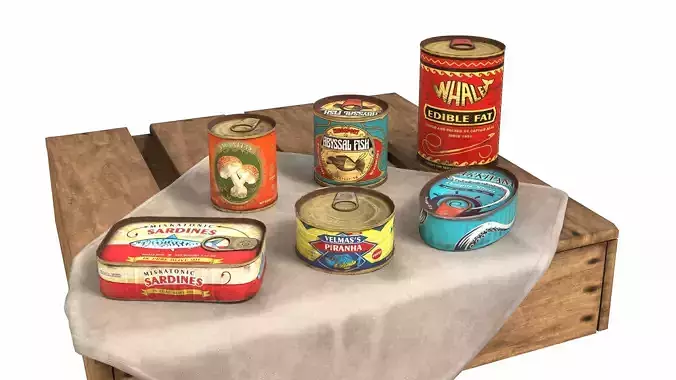 Low poly vintage cans Low-poly 3D model