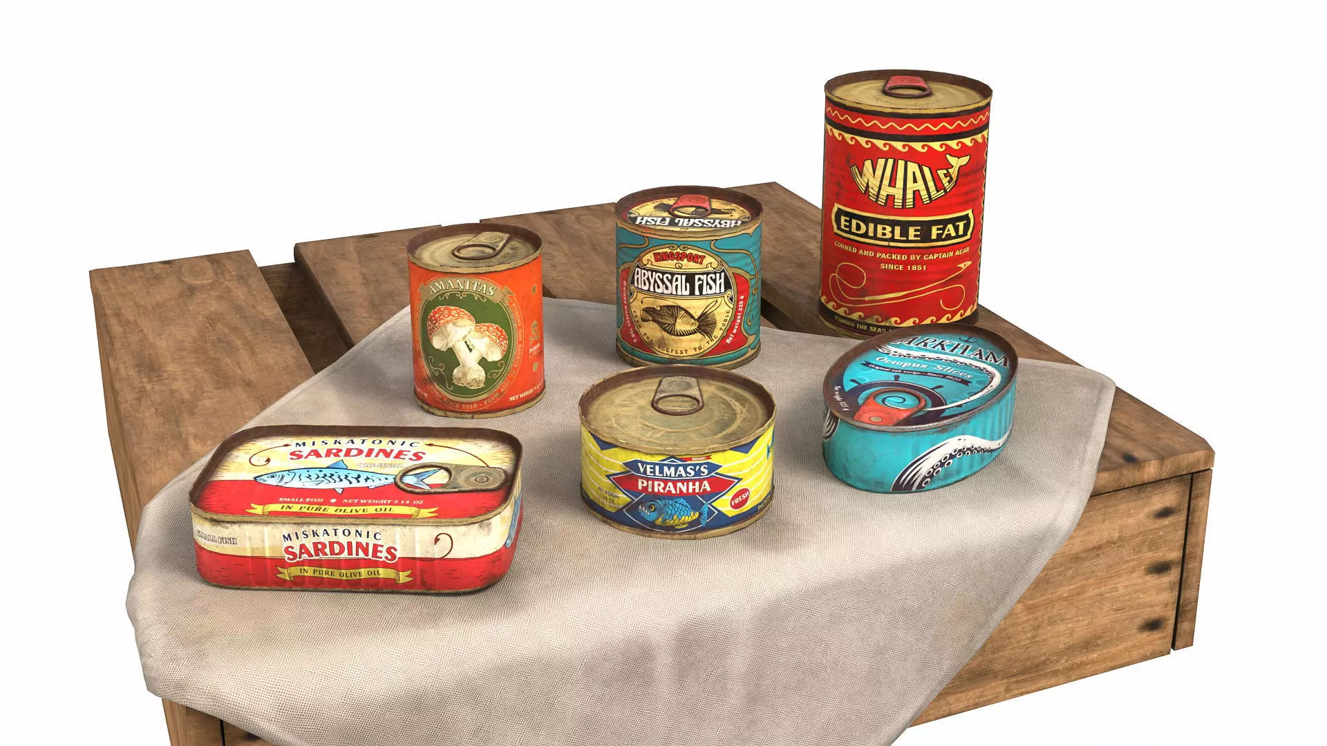 Low poly vintage cans Low-poly 3D model_0