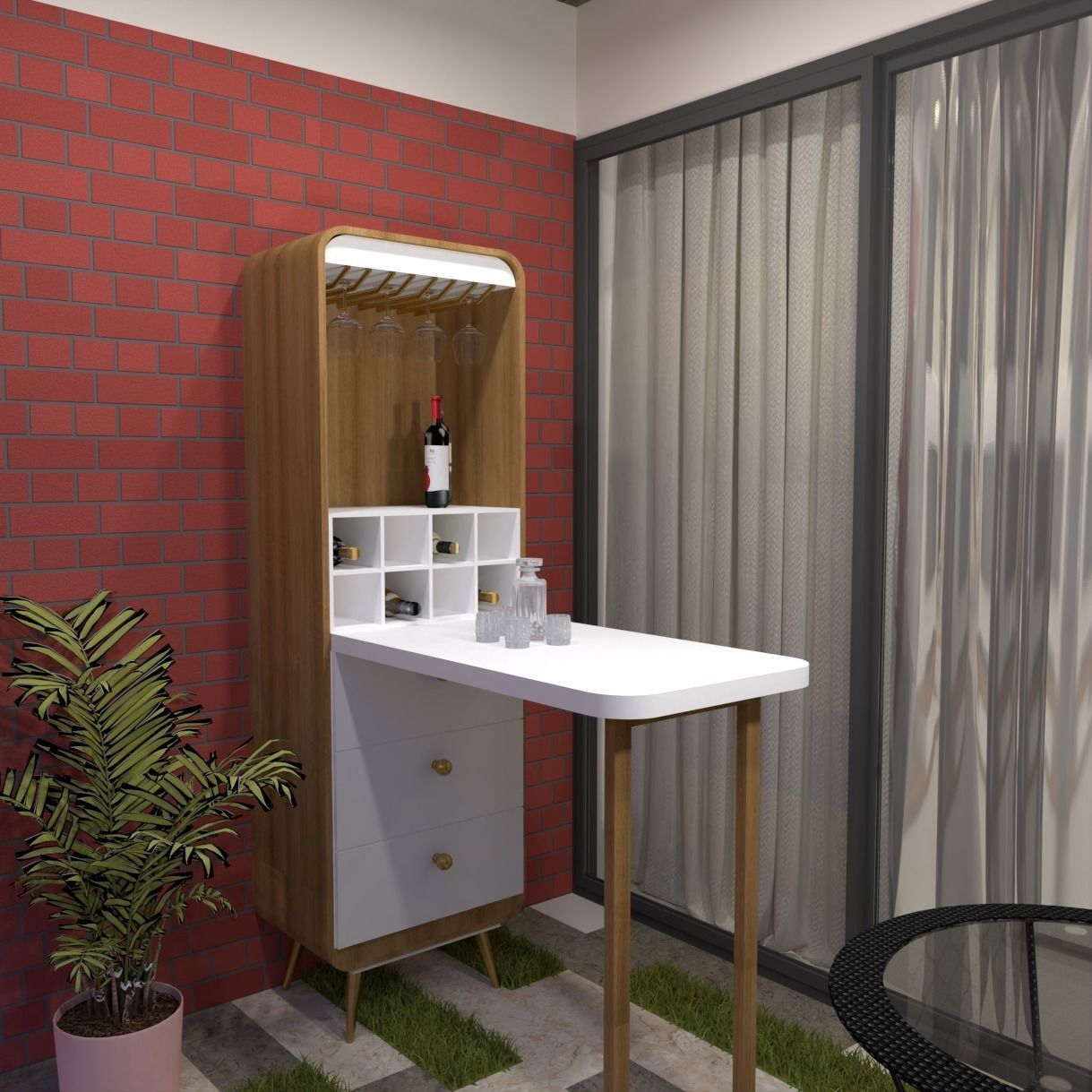 Bar Unit Low-poly 3D model_1