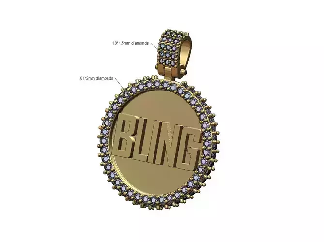 Iced Bling diamond pendant with bail