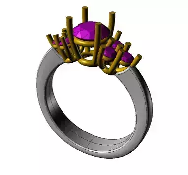 YD114 engagement ring with stones