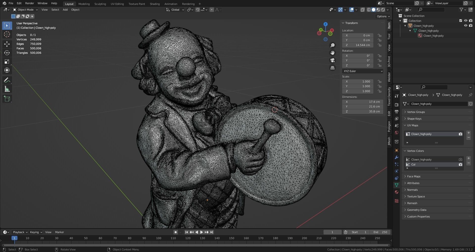 Clown statuette high-poly 3D model_38