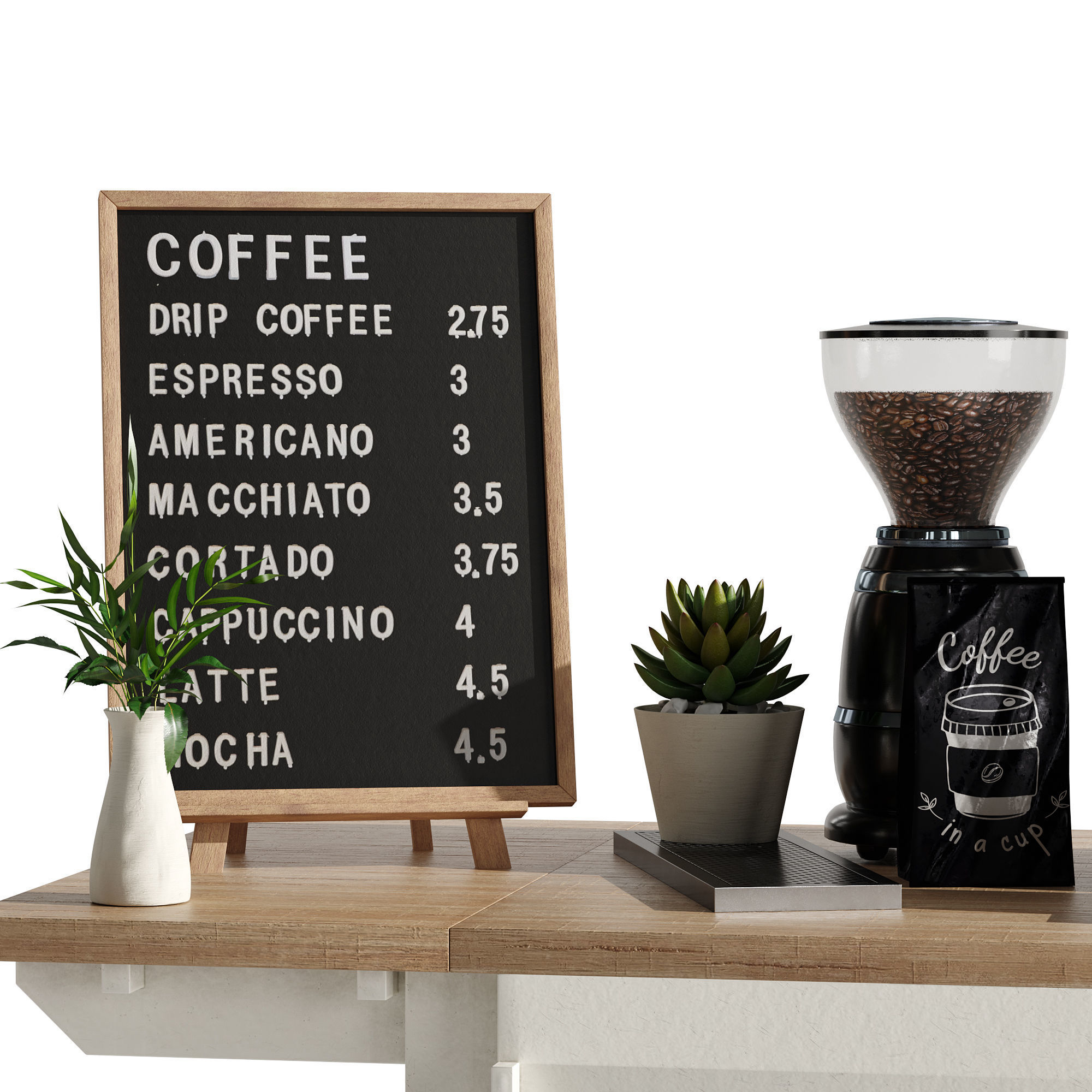 Espresso cart set 1 3D model_2