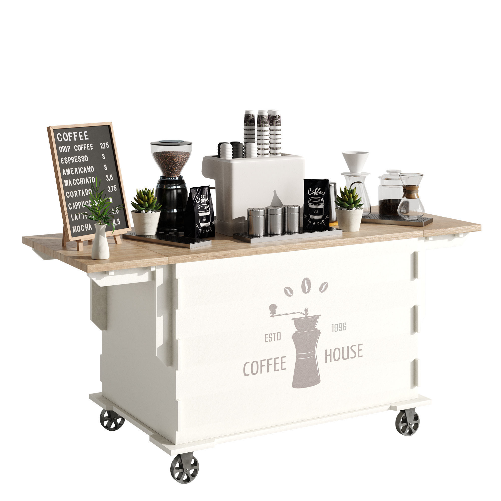 Espresso cart set 1 3D model_1