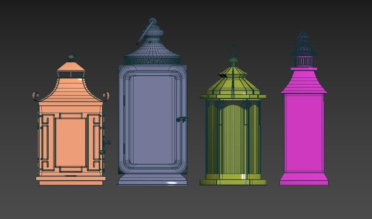Lanterns pack Low-poly 3D model_10
