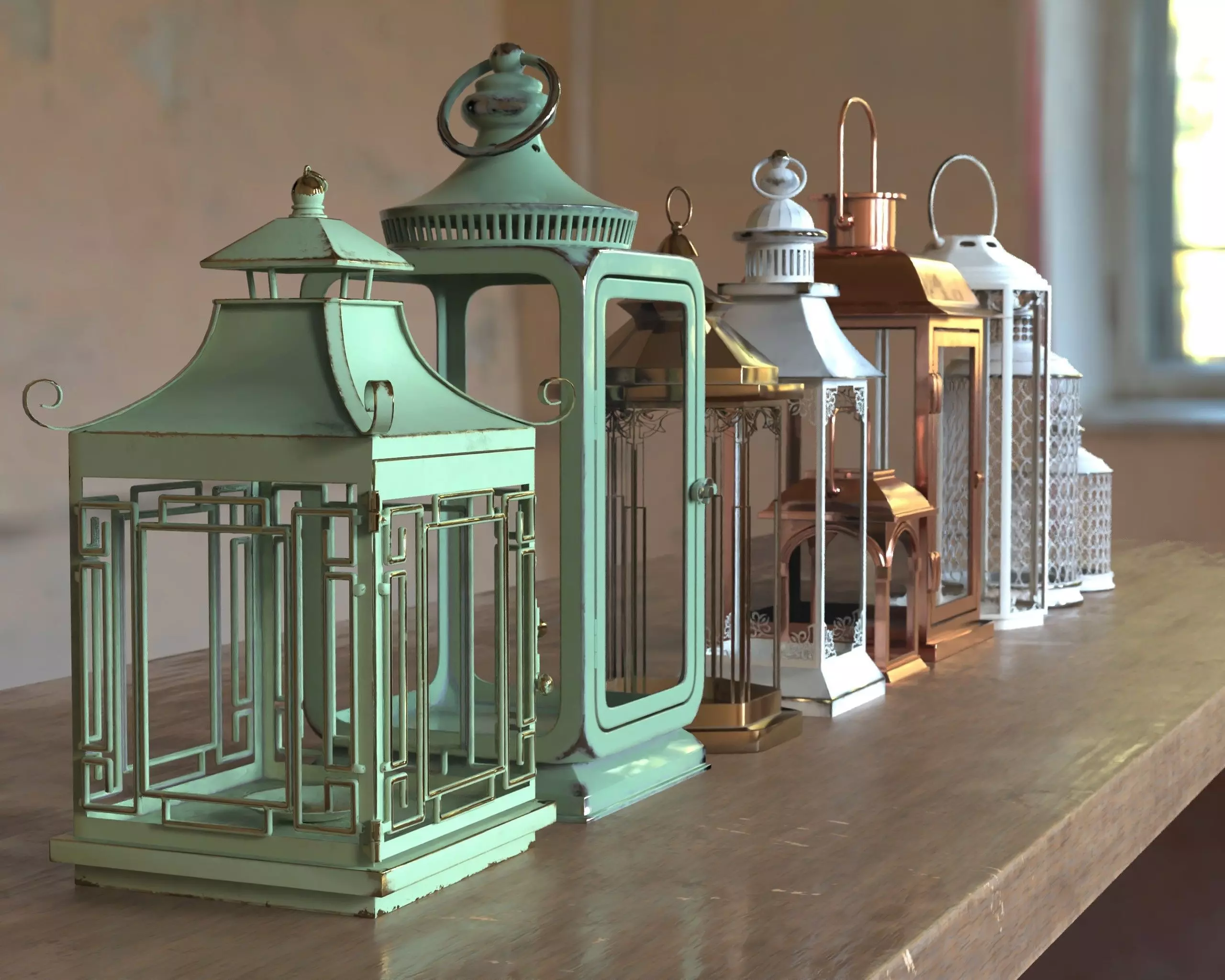 Lanterns pack Low-poly 3D model_0