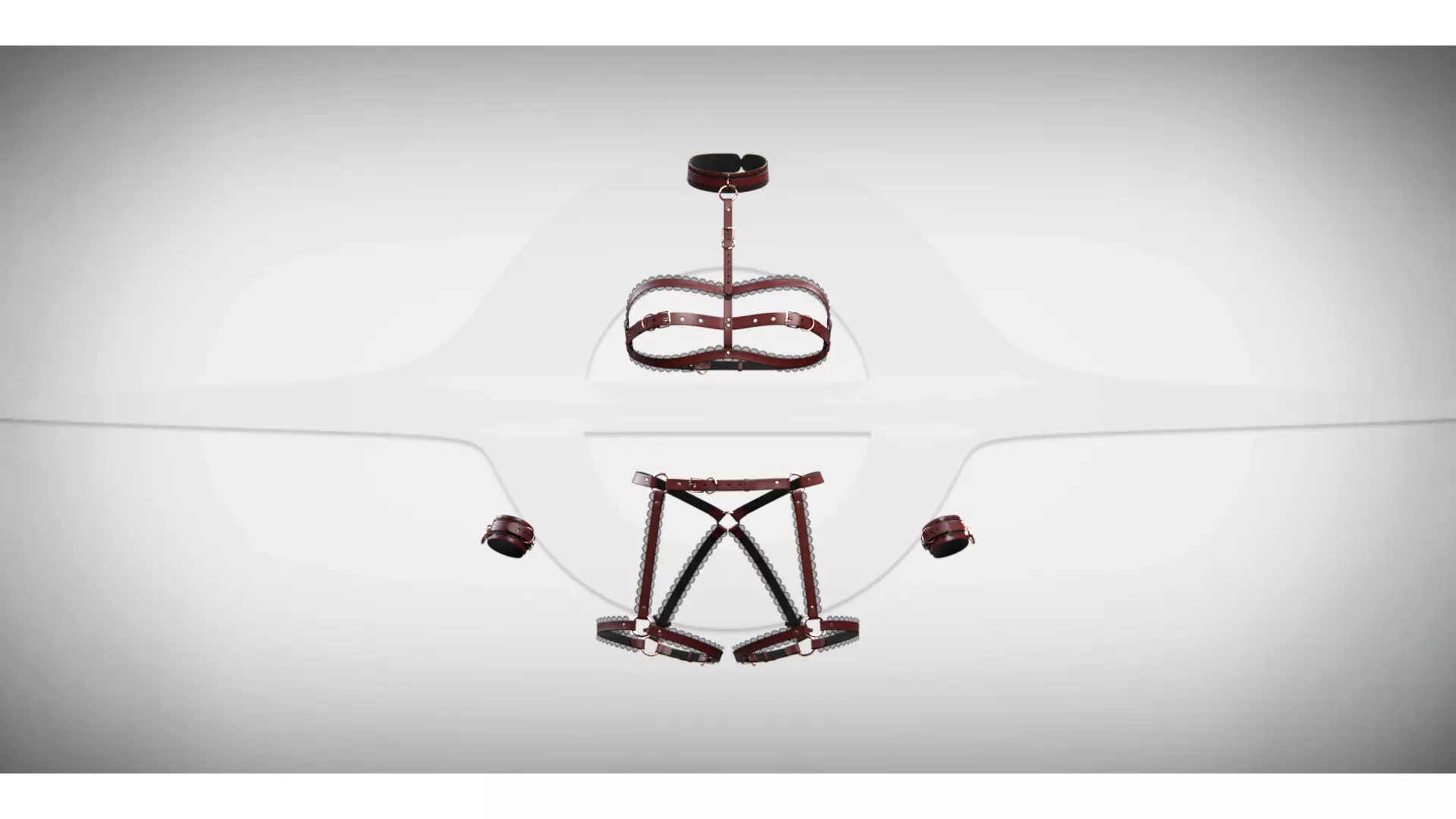 Scarlet Leather harness portupeya set Low-poly 3D model