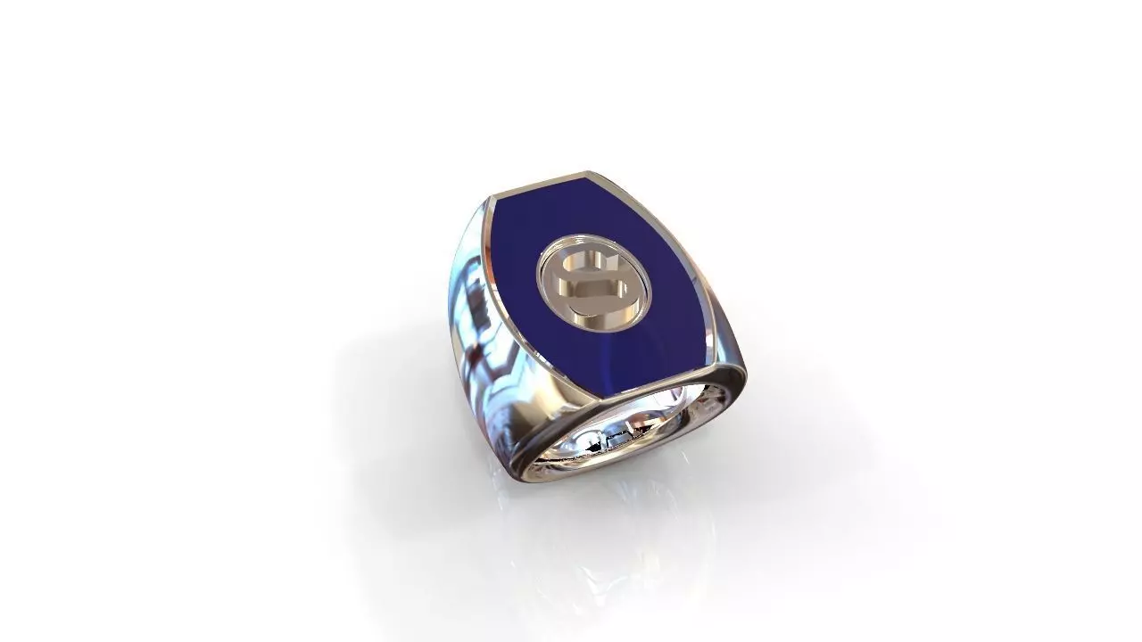 YD115 sterling silver ring with lapis lazuli 3D print model_0