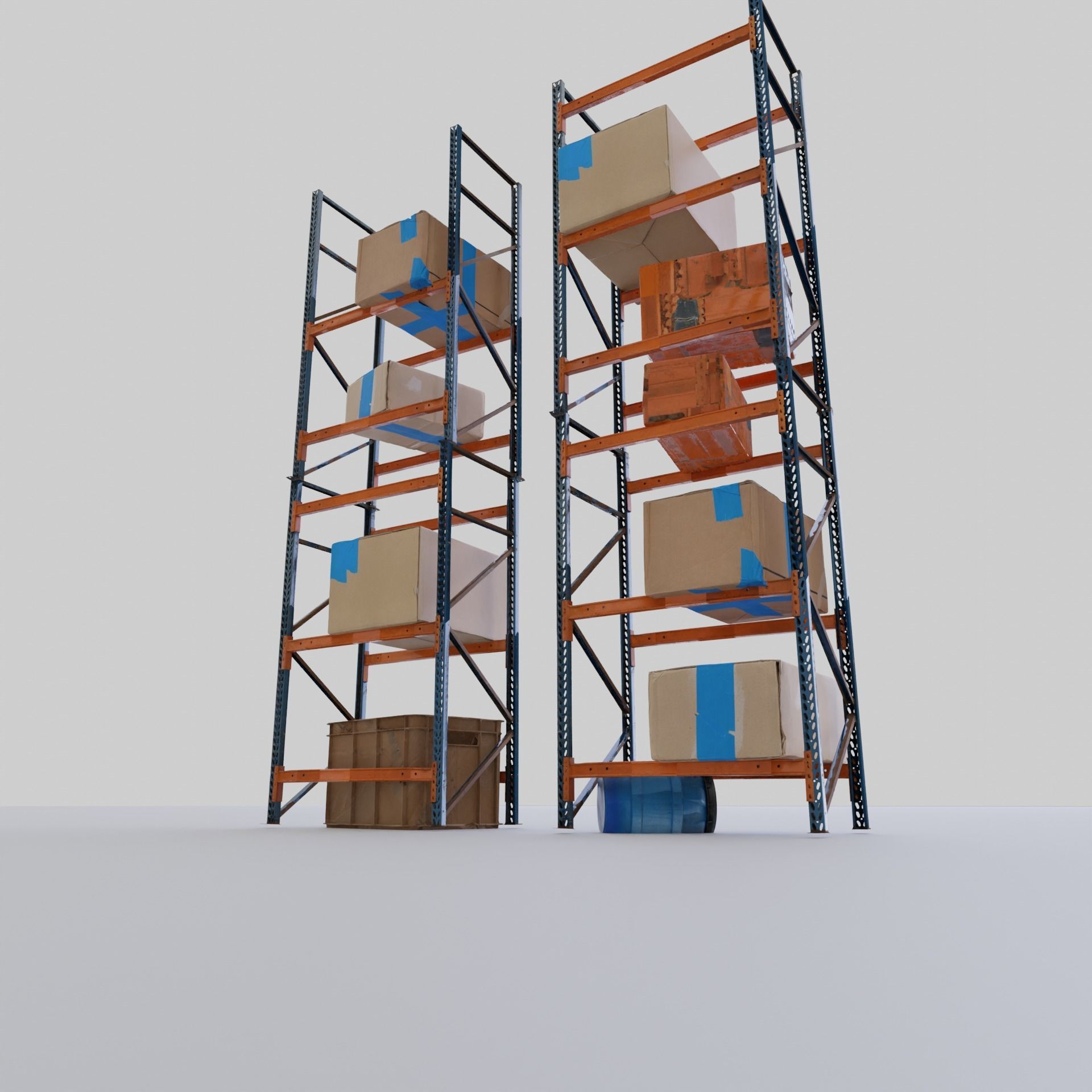 Metal Shelf with boxes and storage 3D model_4