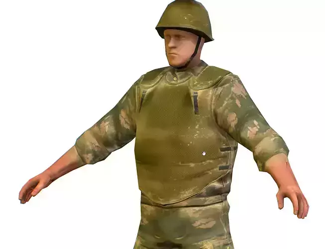 LowPoly Man Old USSR Soldier