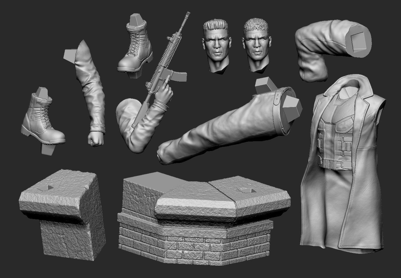 Daredevil and Punisher 3D Printable Statues Bundle 3D print model_6