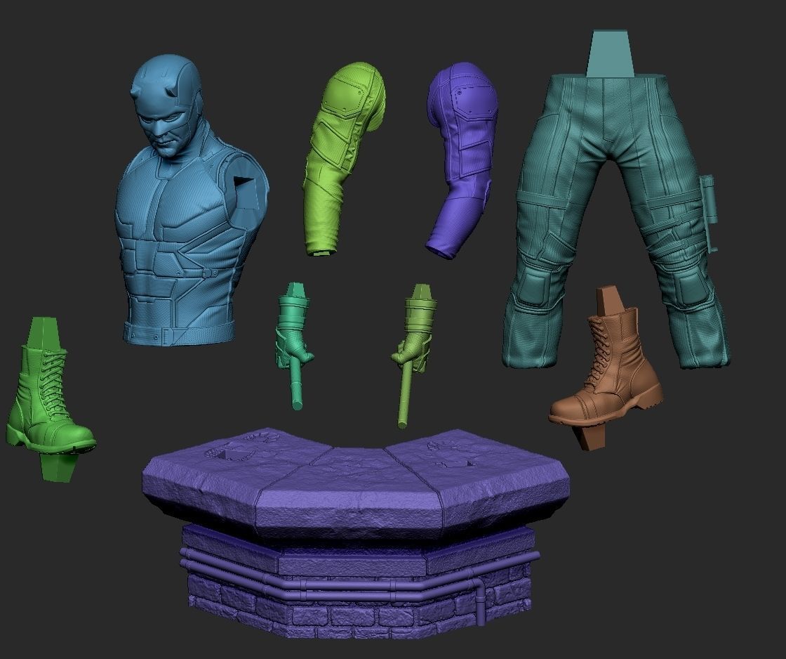 Daredevil and Punisher 3D Printable Statues Bundle 3D print model_3