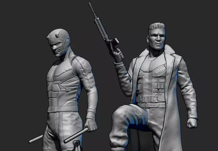 Daredevil and Punisher 3D Printable Statues Bundle 3D print model_0