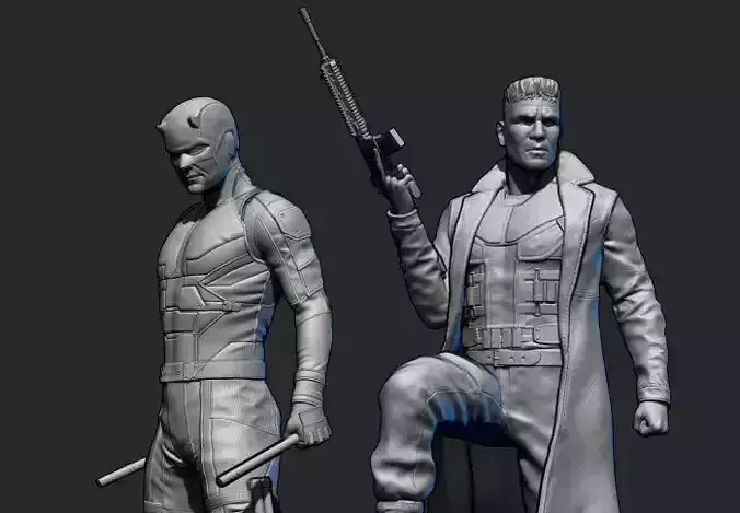 Daredevil and Punisher 3D Printable Statues Bundle