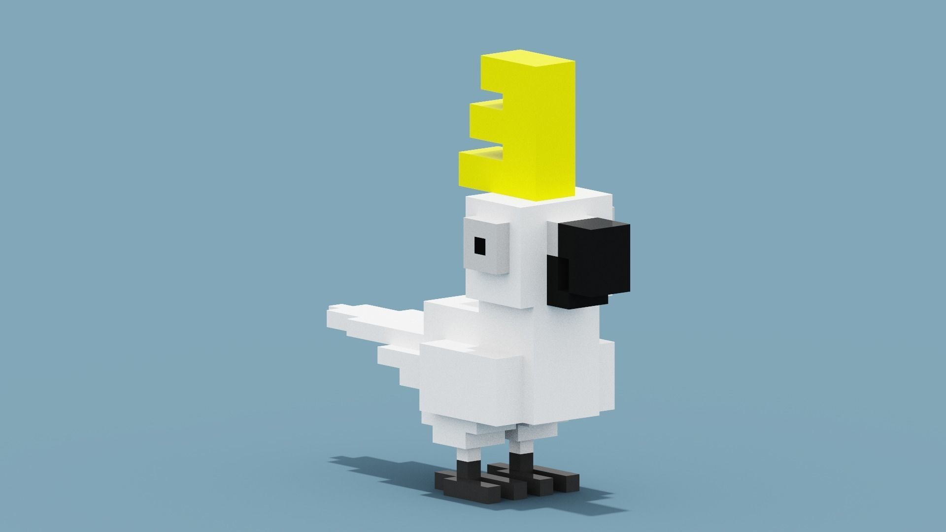 Voxel Cockatoo Low-poly 3D model_8