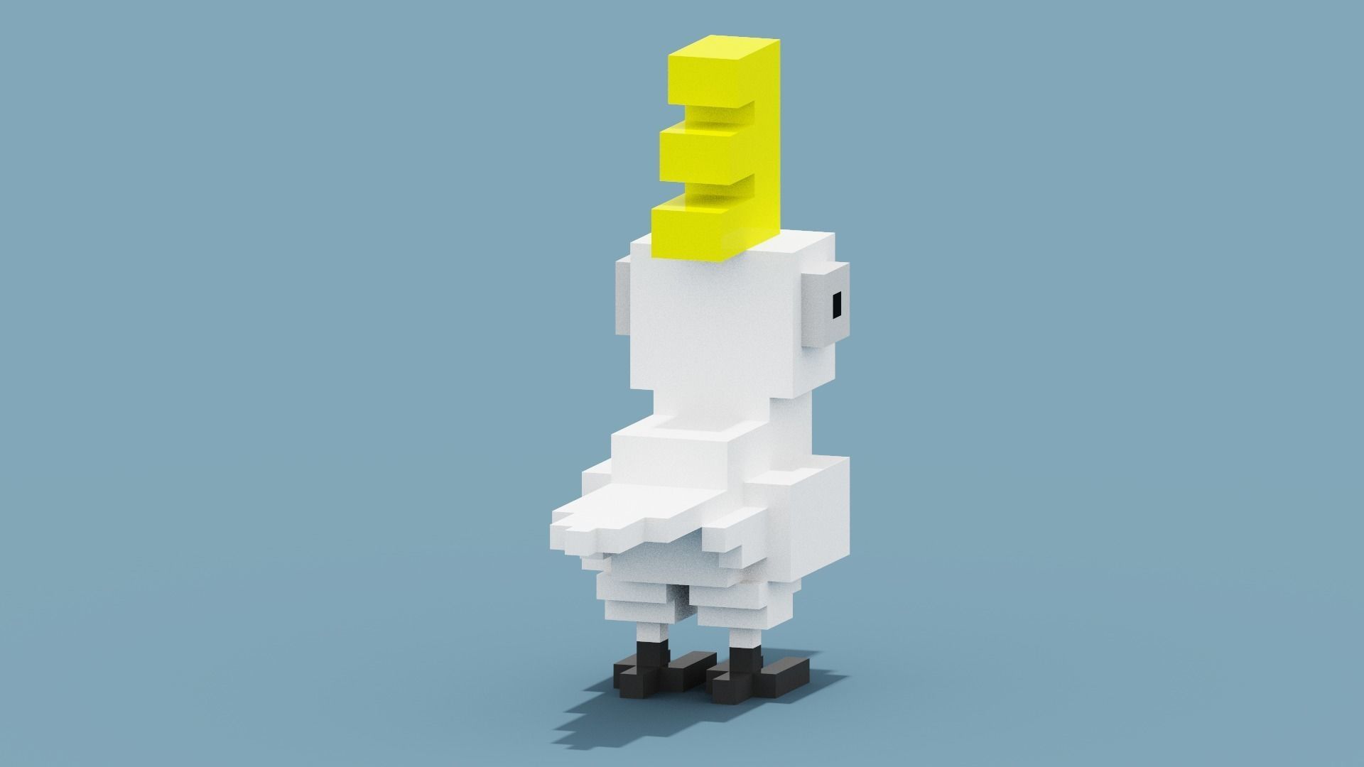 Voxel Cockatoo Low-poly 3D model_4
