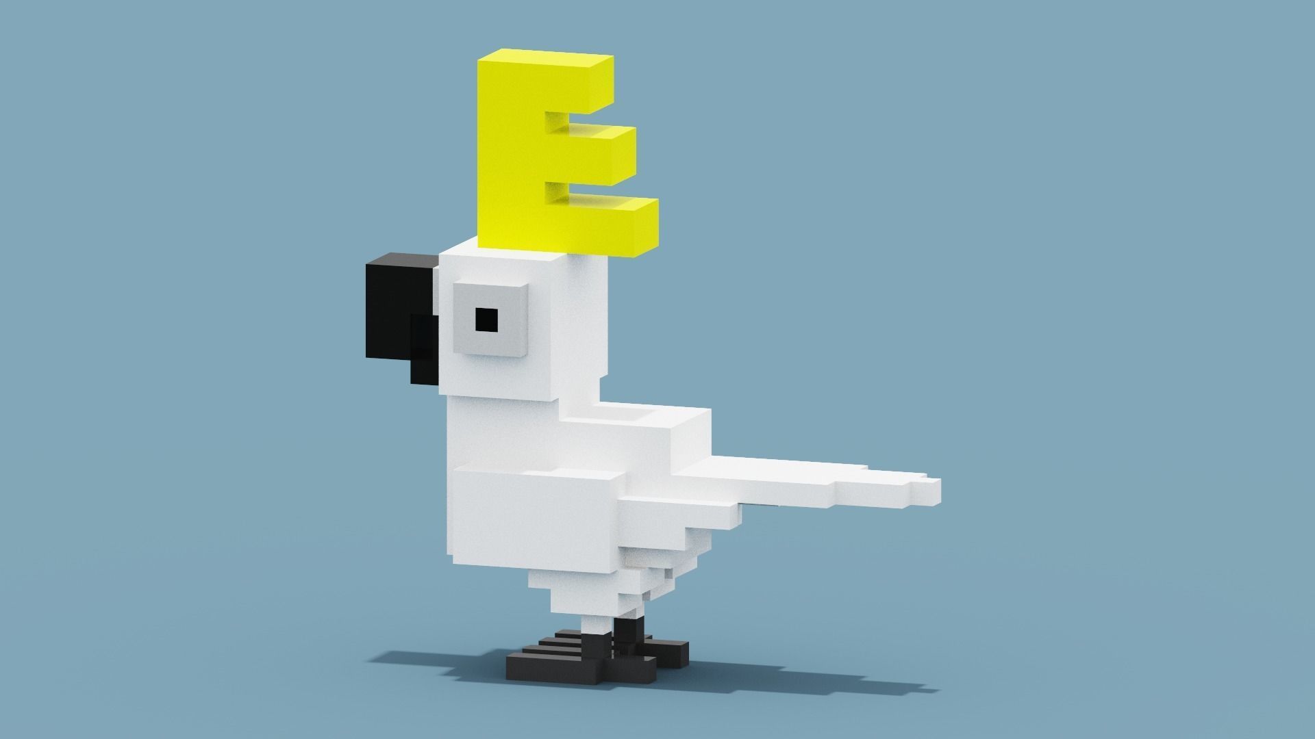 Voxel Cockatoo Low-poly 3D model_1