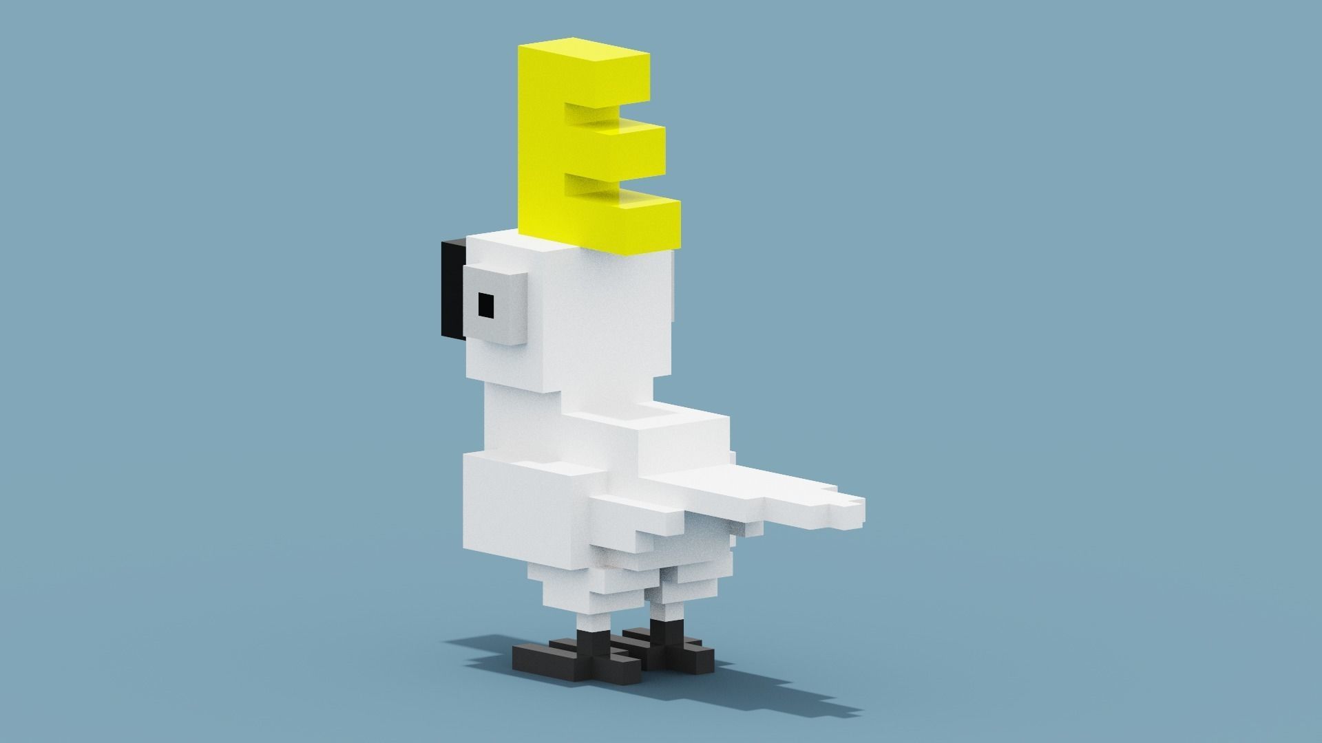 Voxel Cockatoo Low-poly 3D model_2