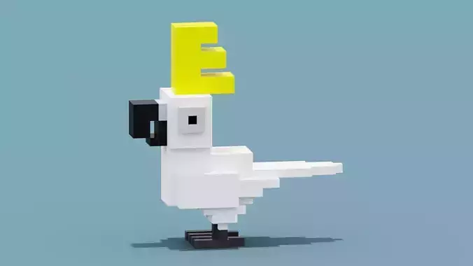 Voxel Cockatoo Low-poly 3D model