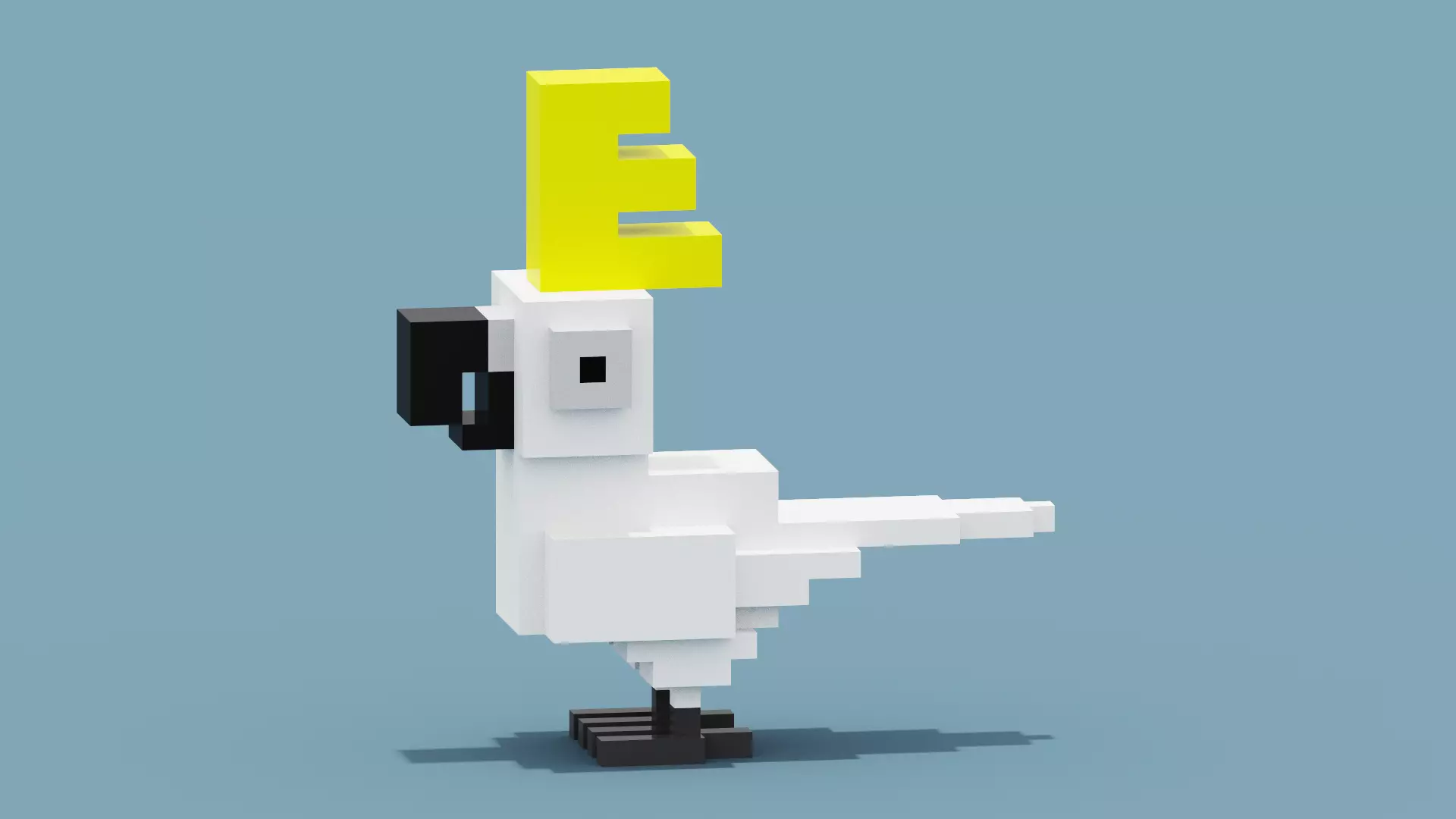 Voxel Cockatoo Low-poly 3D model_0