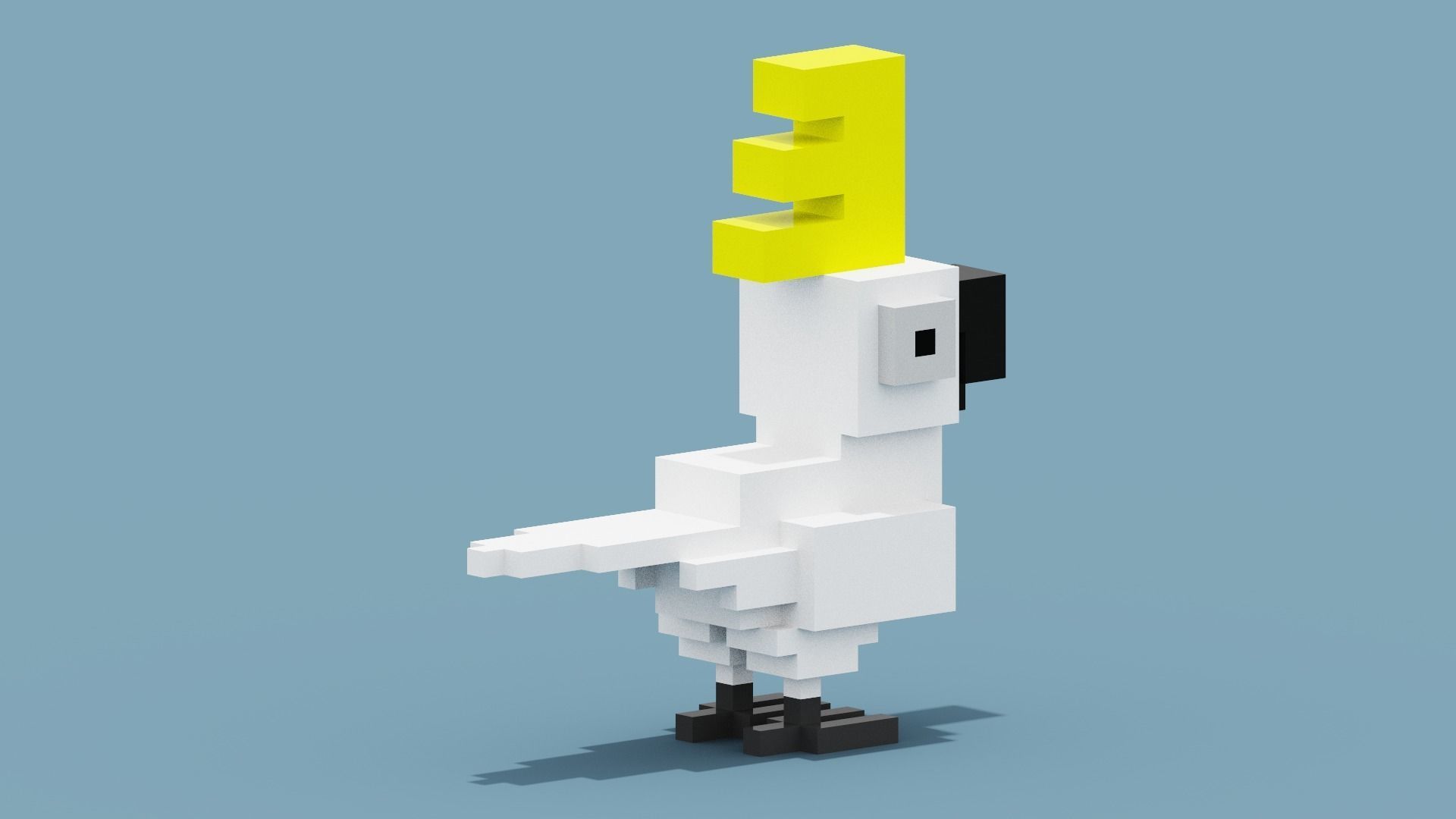 Voxel Cockatoo Low-poly 3D model_5