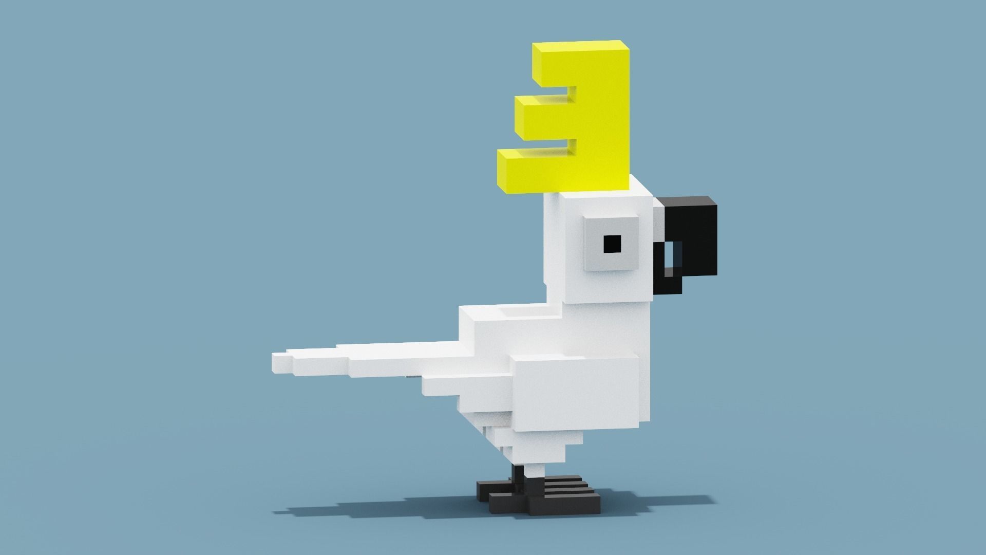 Voxel Cockatoo Low-poly 3D model_6