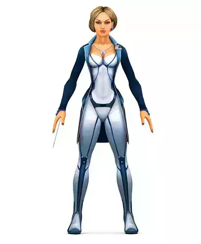 Low Poly Woman Scientist Low-poly 3D model