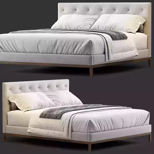RH DIAMOND-TUFTED BED - OAK BASE