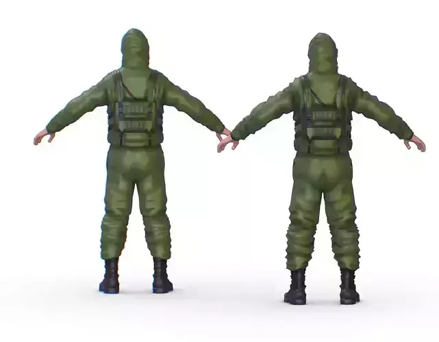 High Poly Subdivision Man Old USSR Soldier