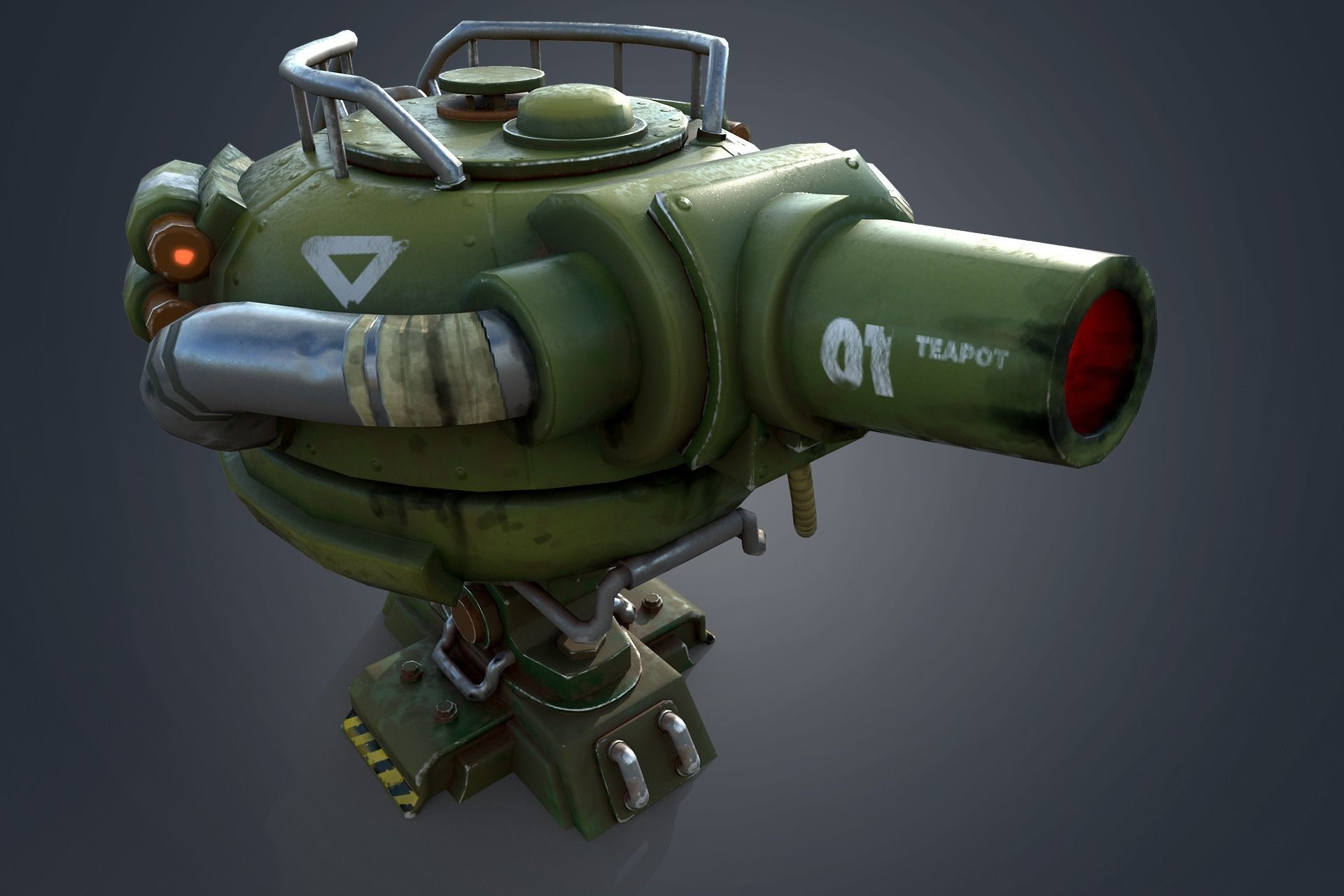 Teapot Turret  Low-poly 3D model_1