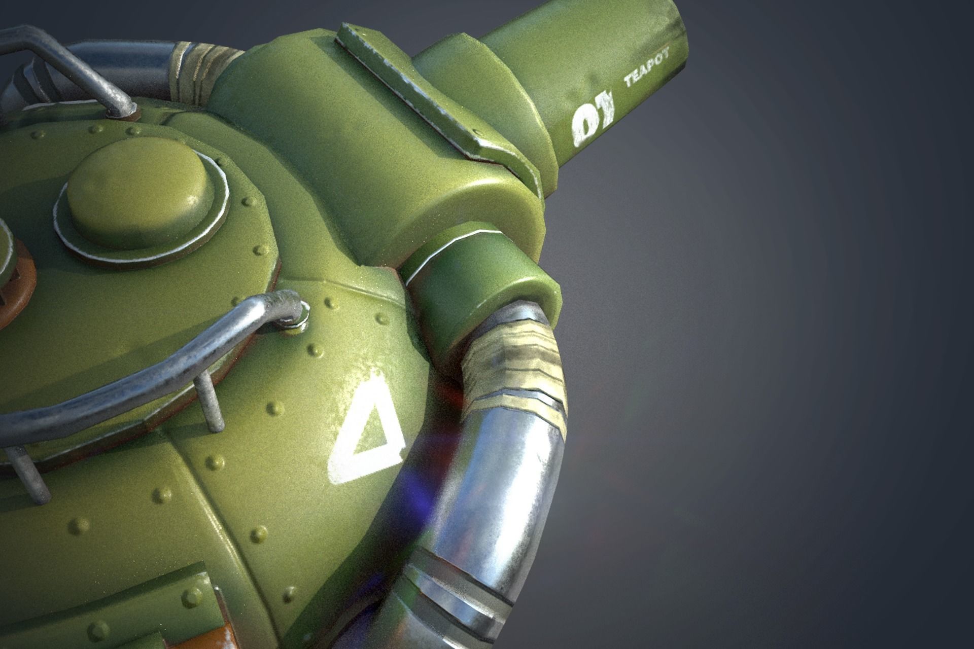 Teapot Turret  Low-poly 3D model_5