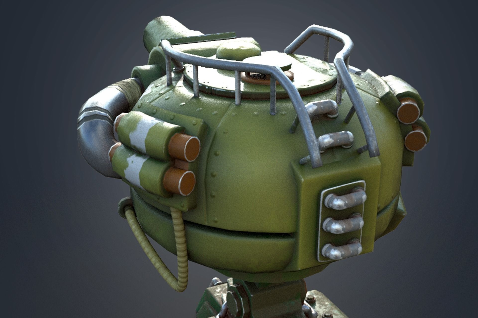 Teapot Turret  Low-poly 3D model_6