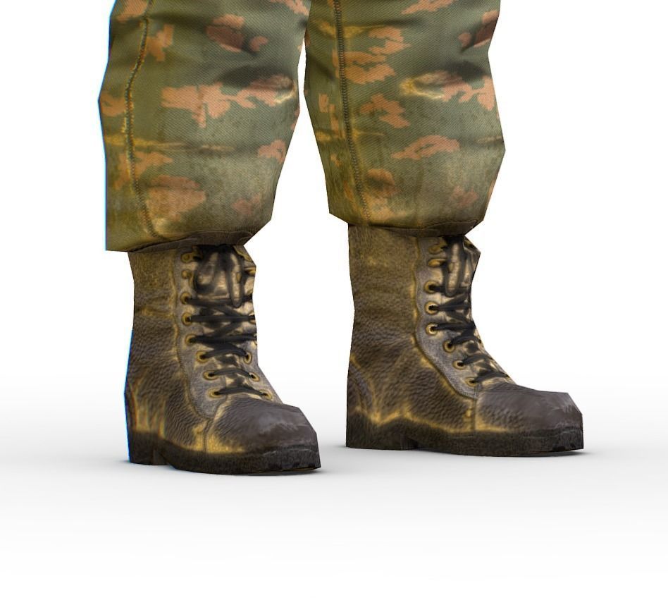 LowPoly Man Old USSR Soldier Low-poly 3D model_5