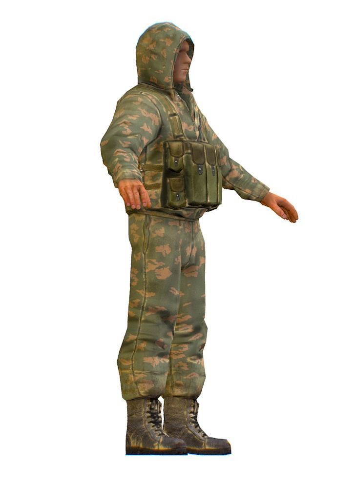 LowPoly Man Old USSR Soldier Low-poly 3D model_1