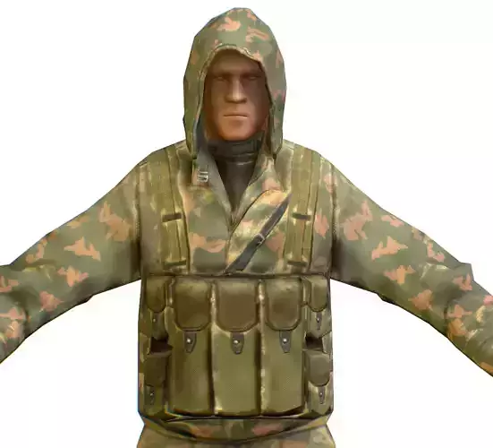 LowPoly Man Old USSR Soldier
