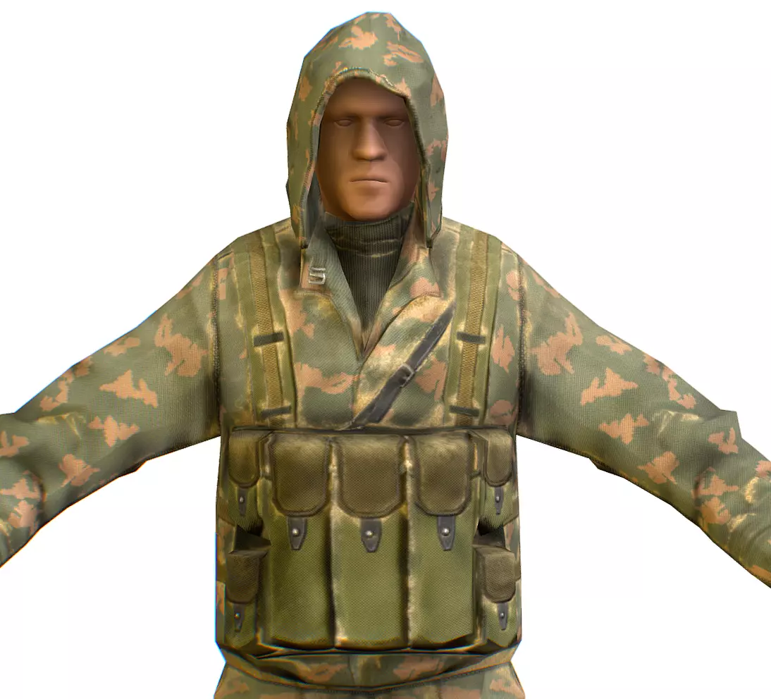 LowPoly Man Old USSR Soldier Low-poly 3D model_0