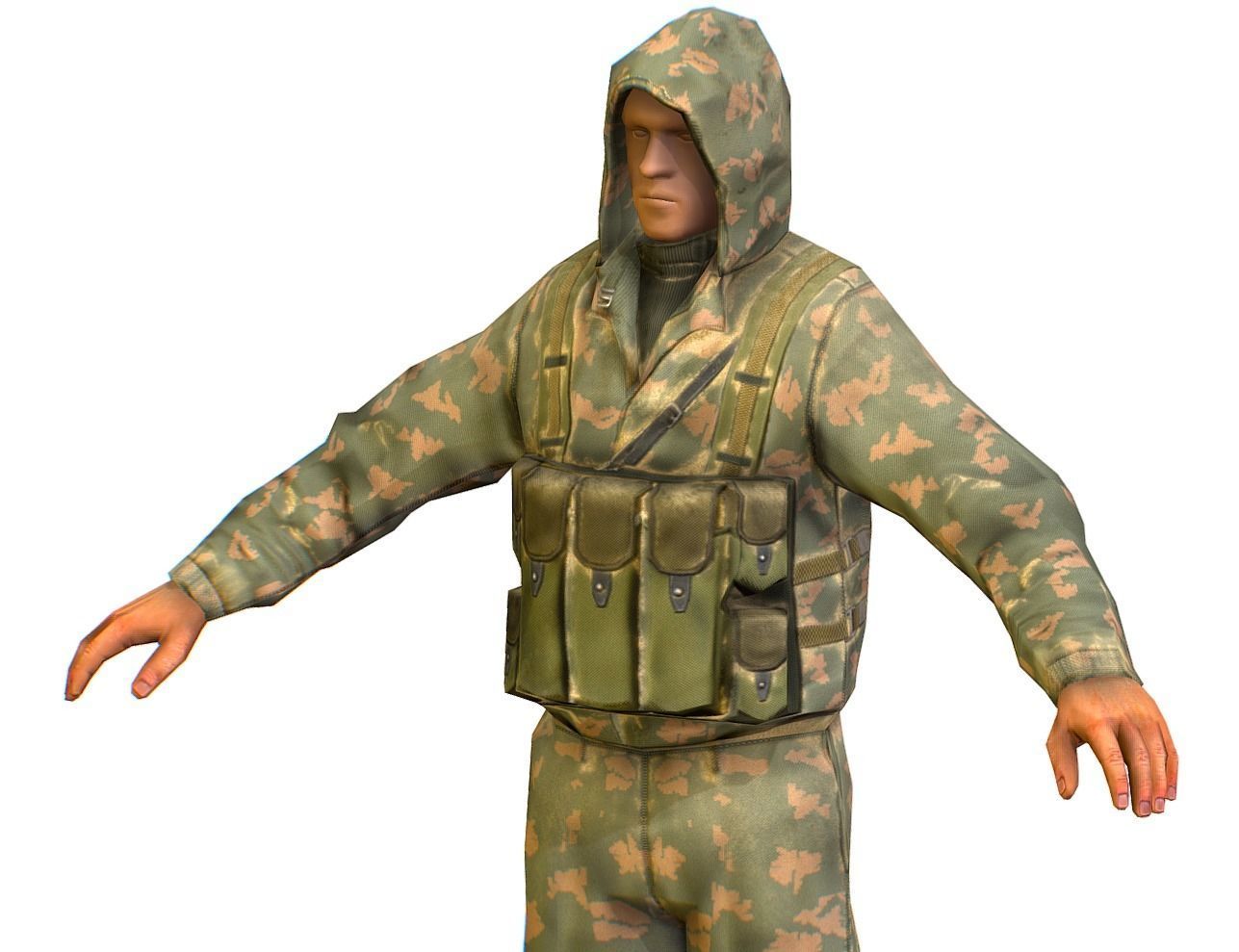 LowPoly Man Old USSR Soldier Low-poly 3D model_2