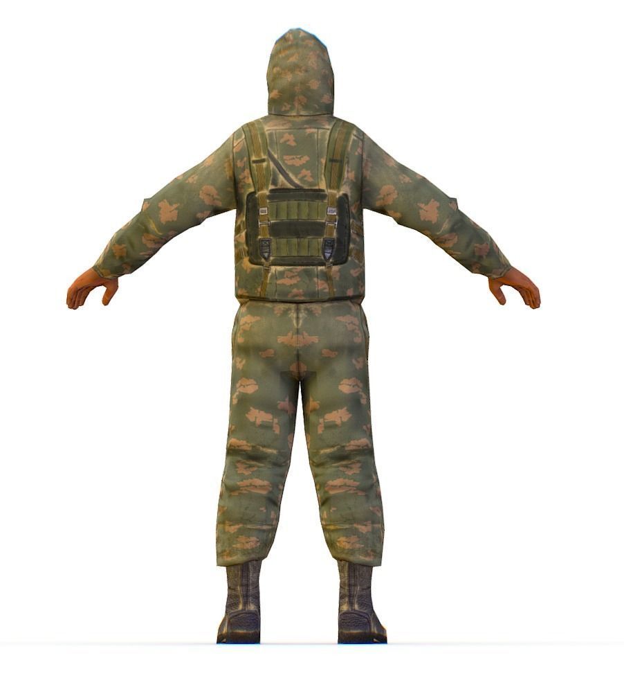 LowPoly Man Old USSR Soldier Low-poly 3D model_3