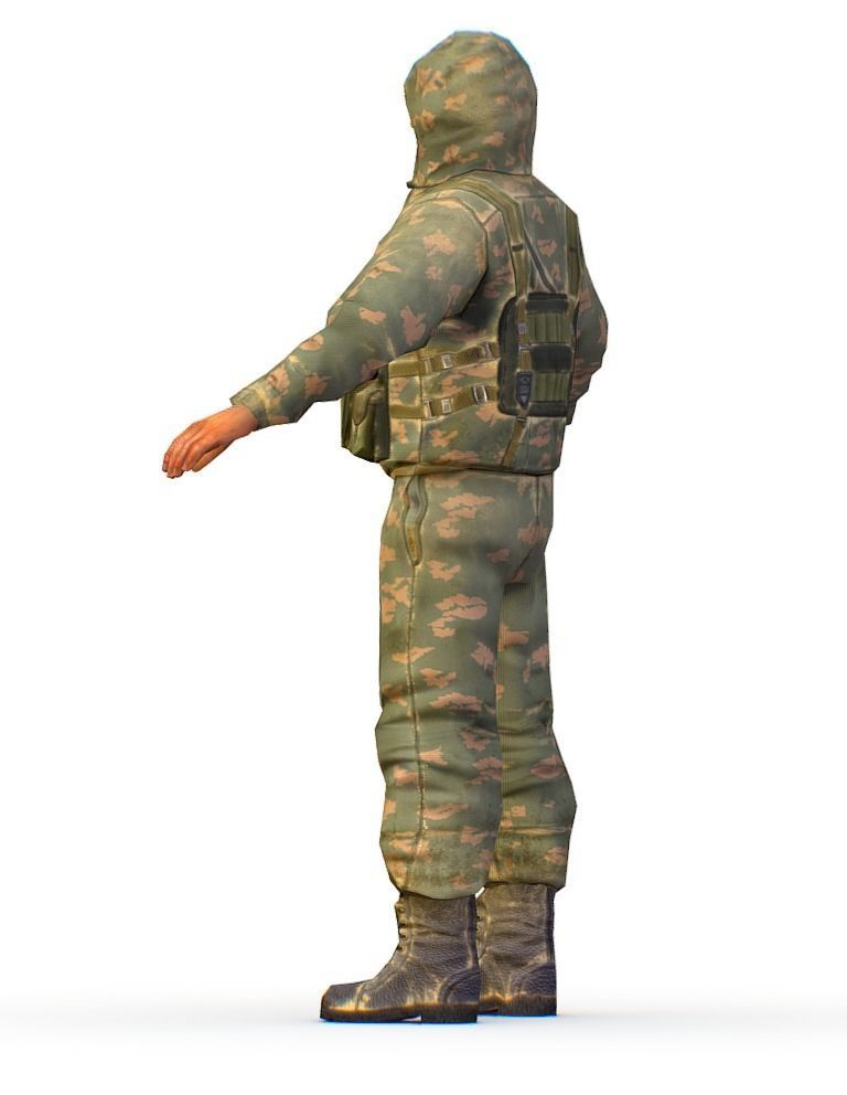 LowPoly Man Old USSR Soldier Low-poly 3D model_4