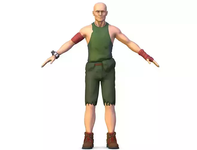 High Poly Man Slave Low-poly 3D model
