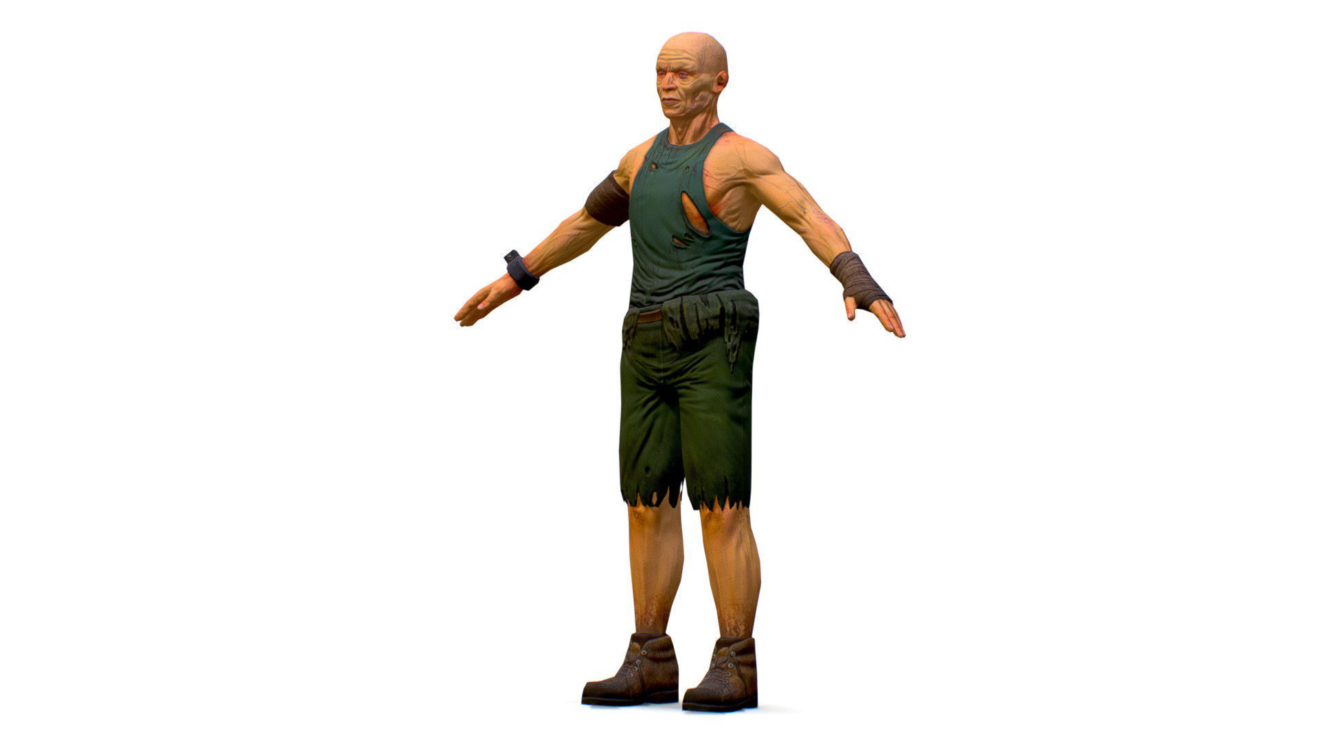 Man Slave Criminal Male Prisoner Lowpoly 3d Model Low-poly 3D model_1