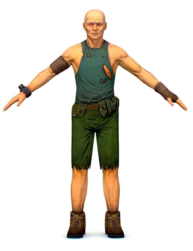 Man Slave Criminal Male Prisoner Lowpoly 3d Model Low-poly 3D model_5