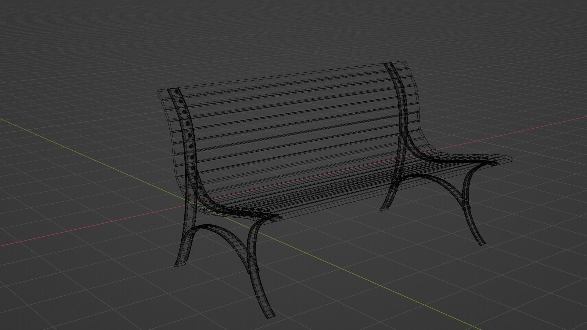 Bench wooden Free 3D model_3