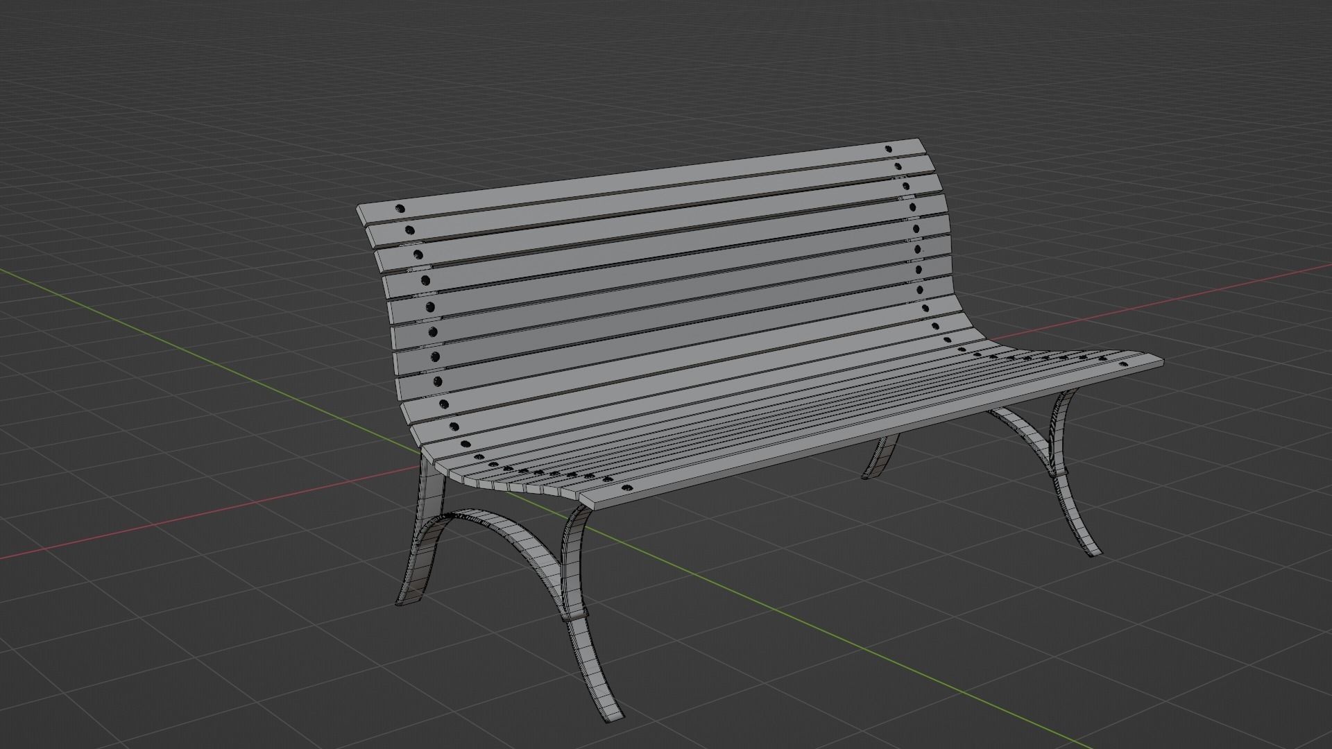 Bench wooden Free 3D model_2