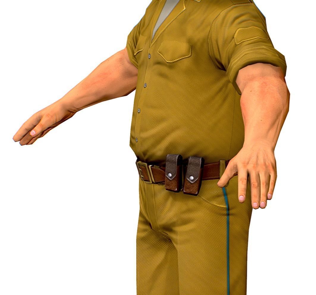 LowPoly Man Boss Slave Driver Chief Solder Low-poly 3D model_4