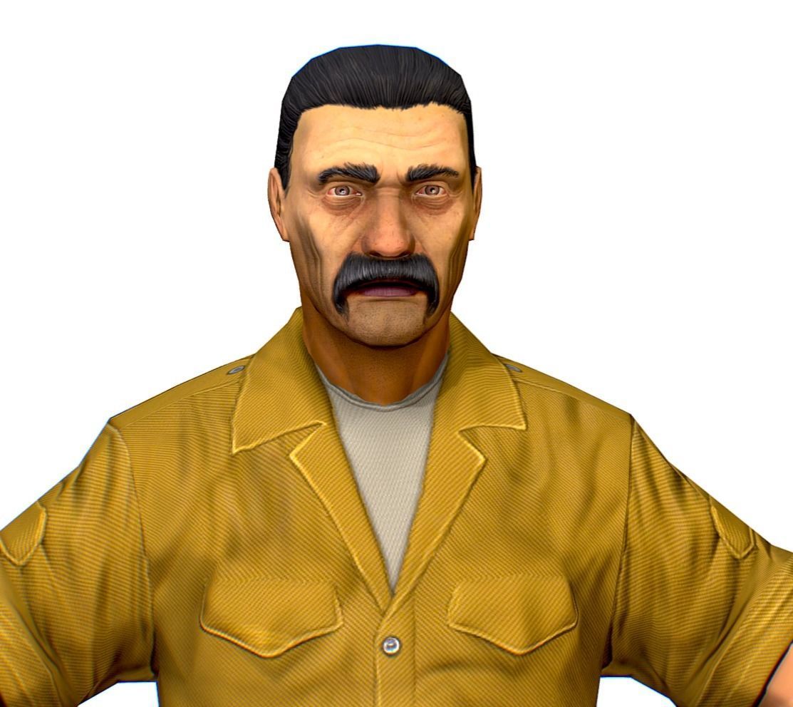 LowPoly Man Boss Slave Driver Chief Solder Low-poly 3D model_9