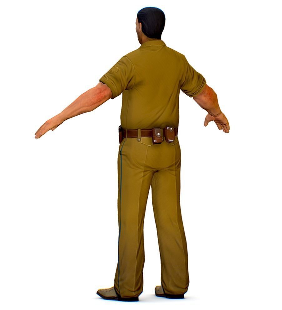 LowPoly Man Boss Slave Driver Chief Solder Low-poly 3D model_8