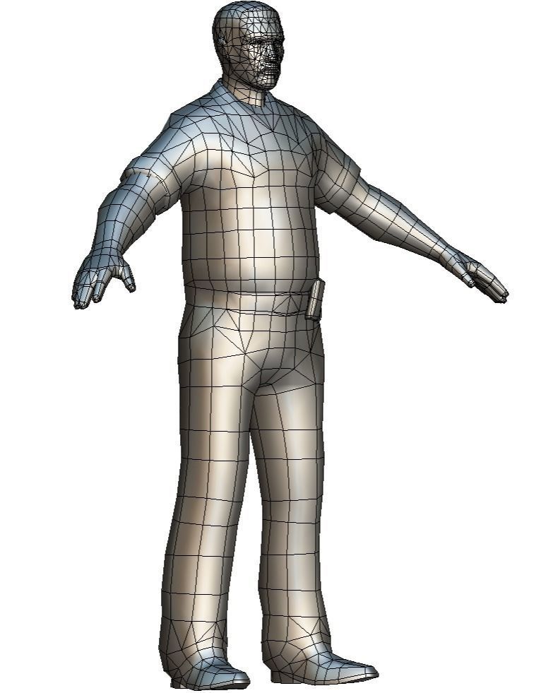 LowPoly Man Boss Slave Driver Chief Solder Low-poly 3D model_3