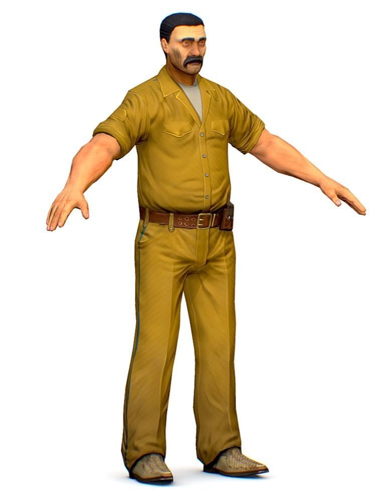 LowPoly Man Boss Slave Driver Chief Solder Low-poly 3D model_6